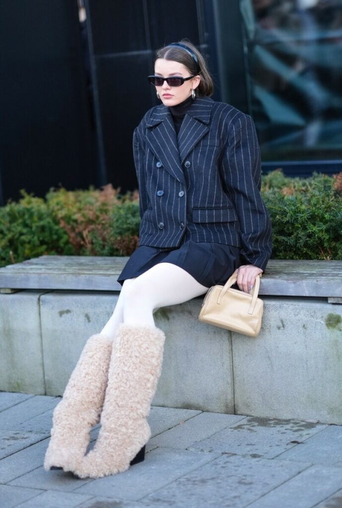 офис стил с ботуши от овча кожа